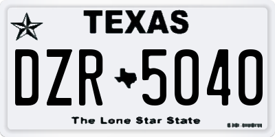 TX license plate DZR5040