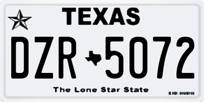 TX license plate DZR5072