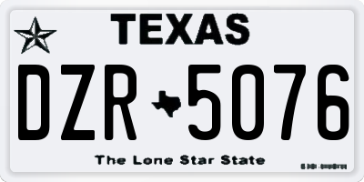 TX license plate DZR5076