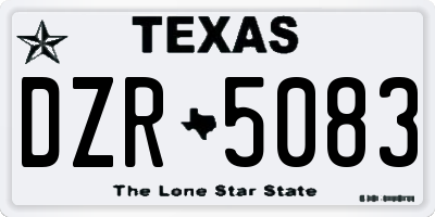 TX license plate DZR5083
