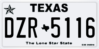 TX license plate DZR5116