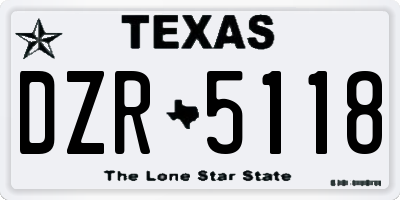 TX license plate DZR5118