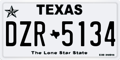 TX license plate DZR5134