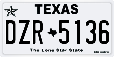TX license plate DZR5136