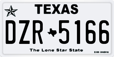 TX license plate DZR5166