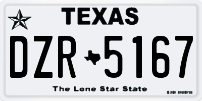 TX license plate DZR5167