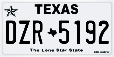 TX license plate DZR5192