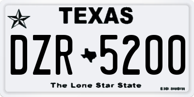 TX license plate DZR5200