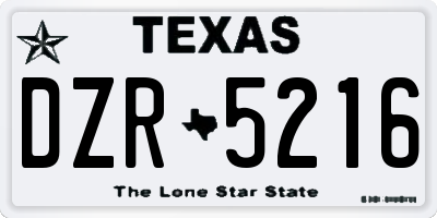 TX license plate DZR5216