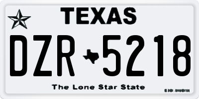 TX license plate DZR5218
