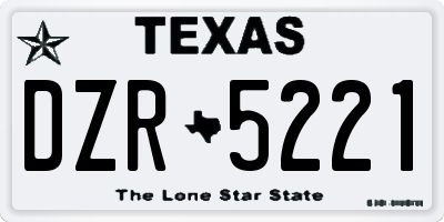 TX license plate DZR5221