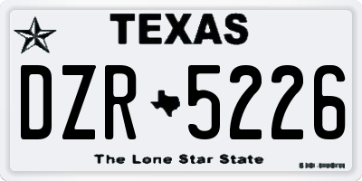 TX license plate DZR5226