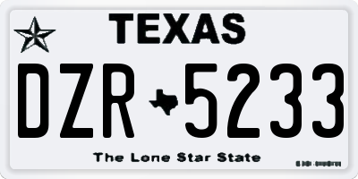 TX license plate DZR5233