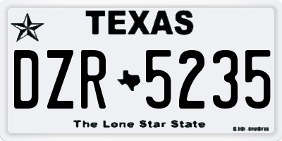 TX license plate DZR5235