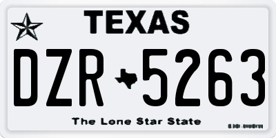 TX license plate DZR5263