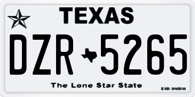 TX license plate DZR5265