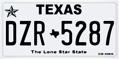 TX license plate DZR5287