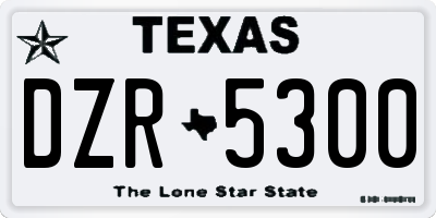TX license plate DZR5300