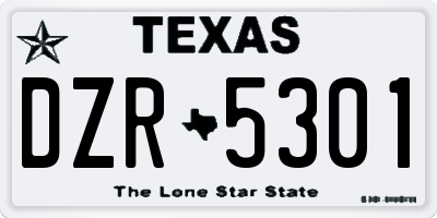 TX license plate DZR5301