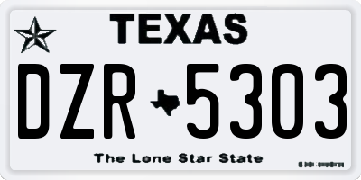 TX license plate DZR5303