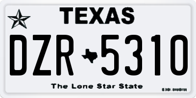 TX license plate DZR5310