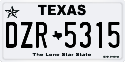 TX license plate DZR5315