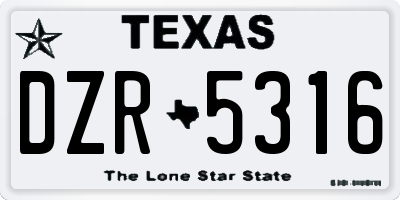 TX license plate DZR5316