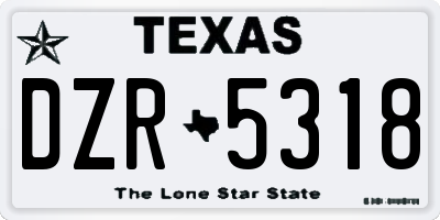TX license plate DZR5318