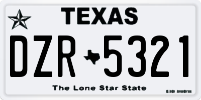 TX license plate DZR5321