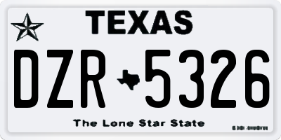TX license plate DZR5326