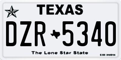 TX license plate DZR5340
