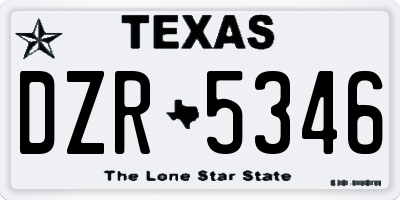 TX license plate DZR5346