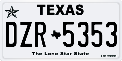 TX license plate DZR5353