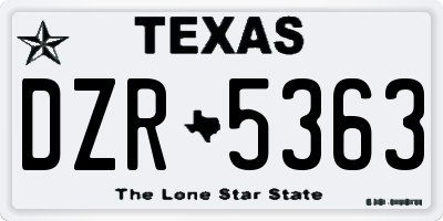 TX license plate DZR5363