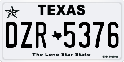 TX license plate DZR5376