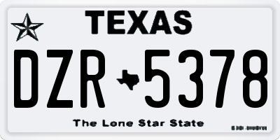 TX license plate DZR5378