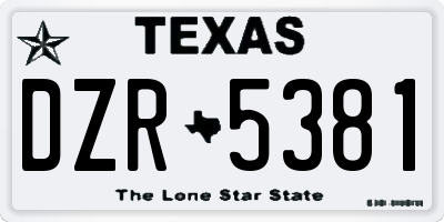 TX license plate DZR5381