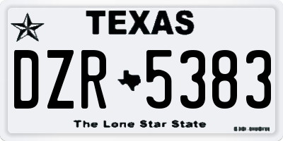 TX license plate DZR5383