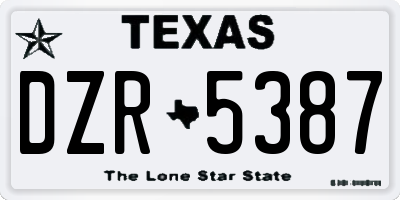 TX license plate DZR5387