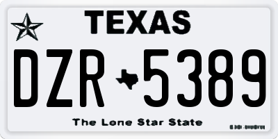 TX license plate DZR5389