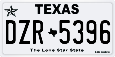 TX license plate DZR5396