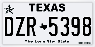 TX license plate DZR5398
