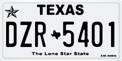 TX license plate DZR5401