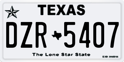 TX license plate DZR5407