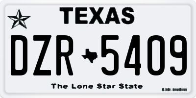 TX license plate DZR5409