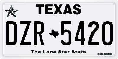 TX license plate DZR5420