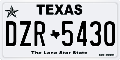 TX license plate DZR5430