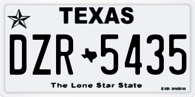 TX license plate DZR5435