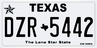 TX license plate DZR5442