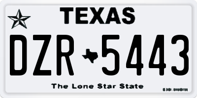 TX license plate DZR5443